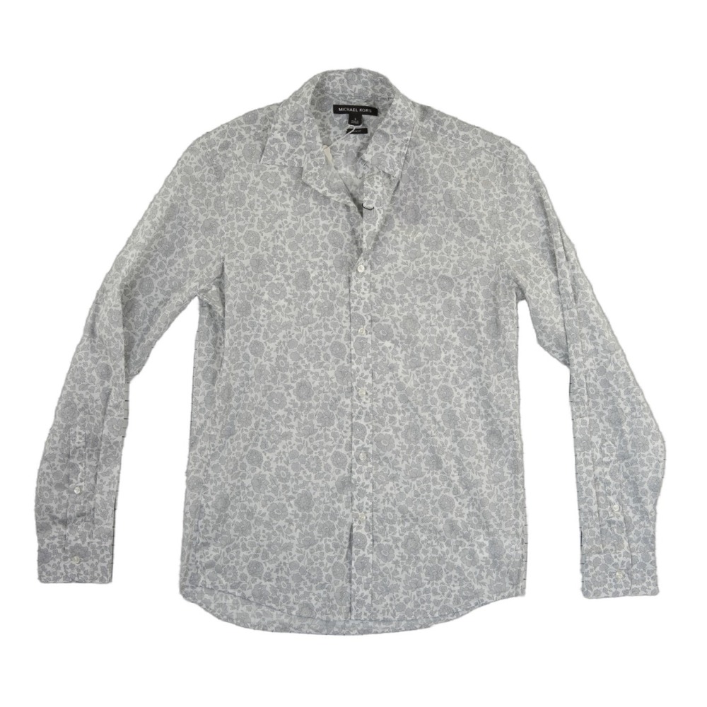New Michael Kors Men's Size Small Nickel Grey Liberty Floral Slim Fit‎ Shirt